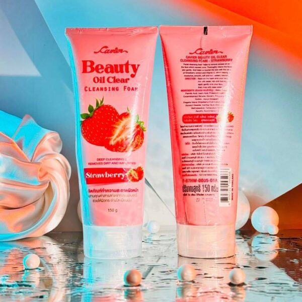 Cavier Beauty Oil Clear Cleansing Foam in Strawberry scent.
